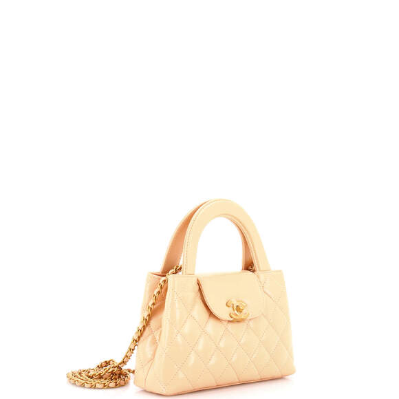 Chanel Mini Kelly Top Handle Shopping Bag Quilted Shiny Aged Calfskin - Picture 2 of 5